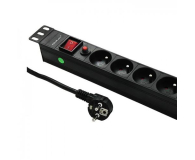 Qoltec RACK 19" 1U PDU CB - 6 gniazd, 2m, FR - 432108 - zdjęcie 2